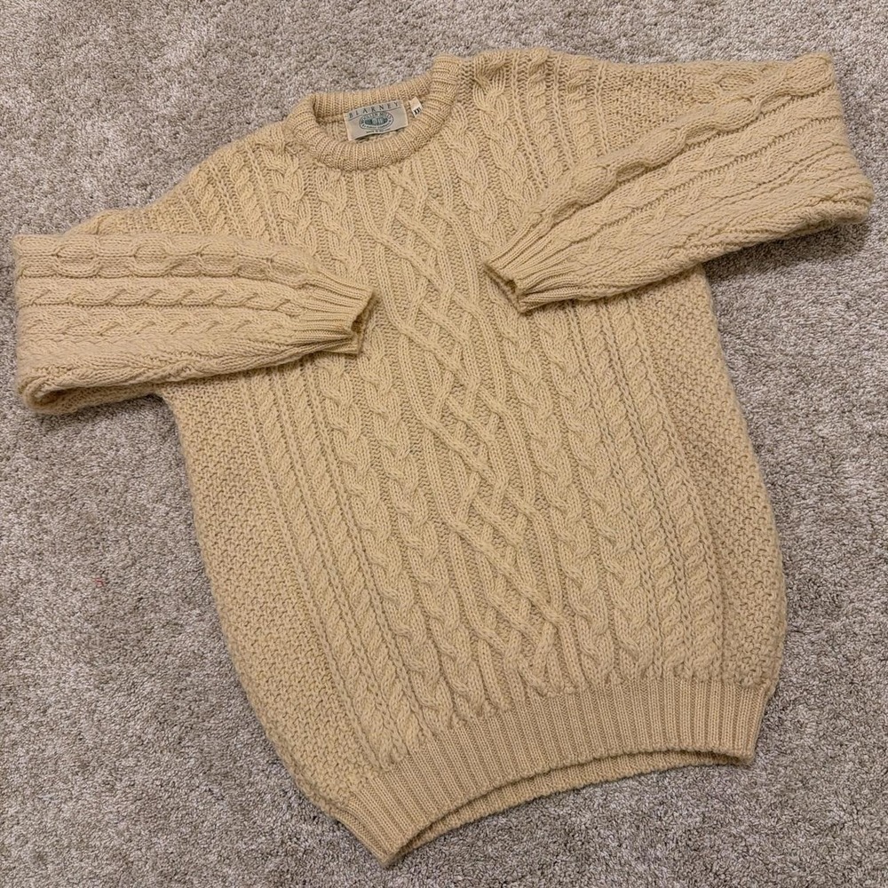 80s Vintage Blarney Woollen Mills Cable Knit Sweater | Oatmeal | XXL